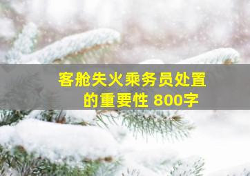 客舱失火乘务员处置的重要性 800字